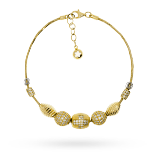 Bransoletka Złota Splot Linka z Pięcioma Elementami o Różnych Kształtach