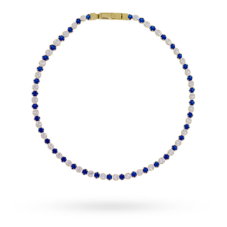 Bransoletka Złota z Granatowymi i Białymi Cyrkoniami