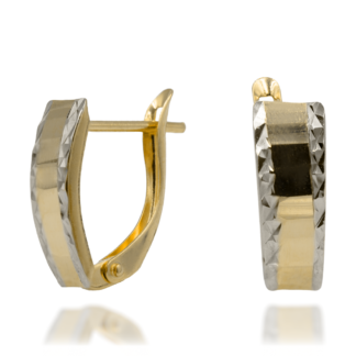 Kolczyki Złote Obustronnie na Bokach Ozdobione Białym Złotem