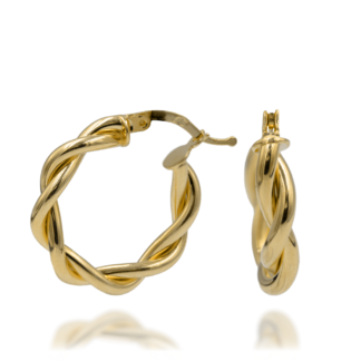 Złote Kolczyki Okrągłe Plecione 22mm