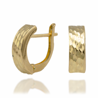 Kolczyki Złote Zaokrąglone Nacinane Ukośnie Wąskie