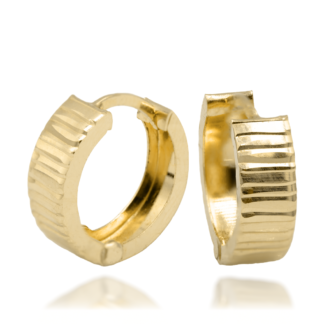 Złote Kolczyki Huggie z Paseczkowym Szlifem 14mm