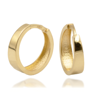 Złote Zwężające się Kolczyki Koła z Matowym Wnętrzem 14mm