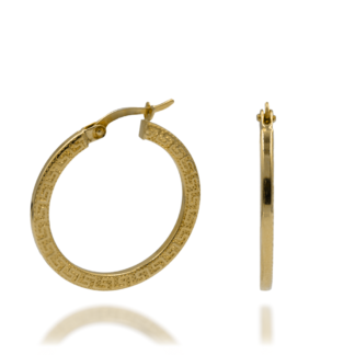 Złote Koła z Wzorem Greckiego Klucza 25mm