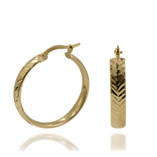 Złote Kolczyki Koła o Jodełkowanym Diamentowaniu