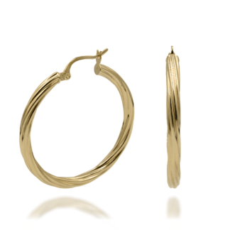 Złote Kolczyki Kółka z Plecionym Motywem 19mm