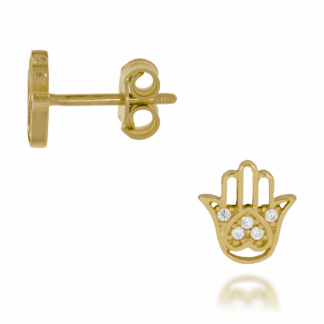 Kolczyki Złote z Cyrkoniami – Ręka Hamsa