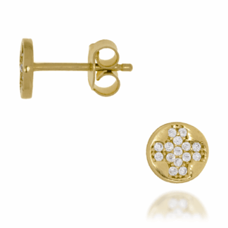 Kolczyki Sztyft Krzyżyk z Cyrkonii w Złotym Okręgu