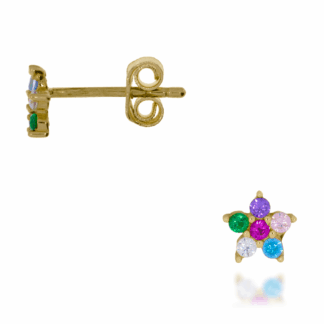 Kolczyki Sztyft Kolorowe Cyrkonie Kształt Gwiazdki