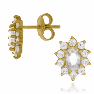 Kolczyki Sztyft Biała Cyrkonia w Otoczeniu Mniejszych Białych Cyrkonii