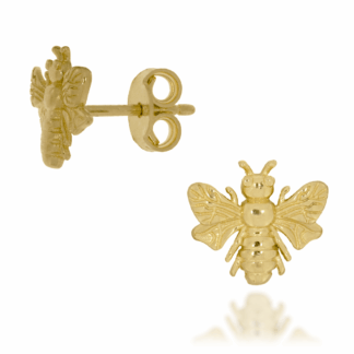 Złote Kolczyki Sztyft w Kształcie Pszczółki