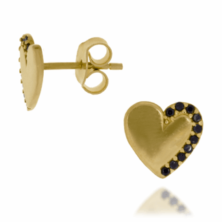 Kolczyki Sztyft Serduszka z Czarnymi Cyrkoniami