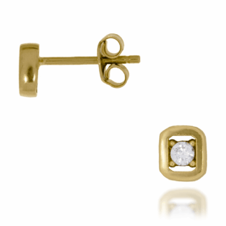 Kolczyki Sztyft Cyrkonia w Złotym Obramowaniu
