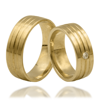 Obrączki z Trzema Frezowanymi Liniami i Brylantem