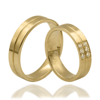 Obrączki Klasyczne Frezowane z Brylantami