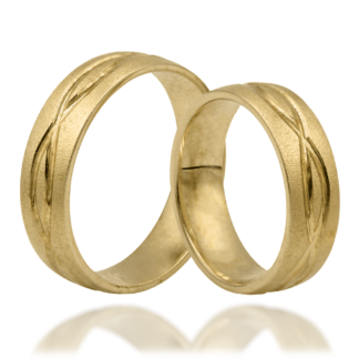 Złote Piaskowane Obrączki z Przeplatającym Wzorem