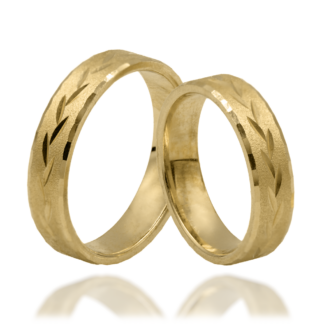 Matowe Złote Obrączki z Motywem Gałązki Oliwnej