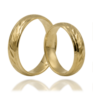 Złote Obrączki z Delikatnym Liściastym Wzorem