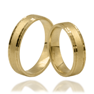 Złote Obrączki Piaskowane z Diamentowaną Krawędzią