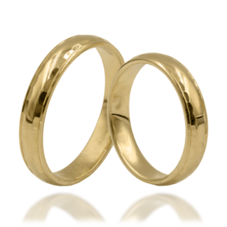 Klasyczne Złote Obrączki z Delikatnym Diamentowanym Fazowanym Profilowaniem