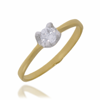 Złoty Pierścionek Dwukolorowy z Cyrkonią