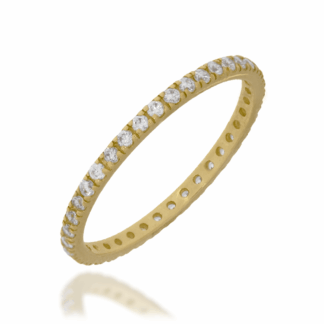 Złoty Pierścionek Minimalistyczny z Białymi Cyrkoniami