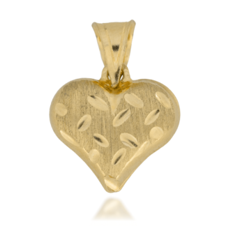 Zawieszka Złote Serduszko ze Szlifowaną i Nacinaną Teksturą z Jednej Strony