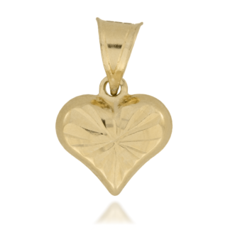Zawieszka Złote Serduszko Nacinane Promieniście z Jednej Strony z Drugiej Gładkie Wypukłe Obustronnie