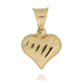 Zawieszka Złote Serduszko Nacinane na Ukos Równolegle z Jednej Strony z Drugiej Gładkie Wypukłe Obustronnie