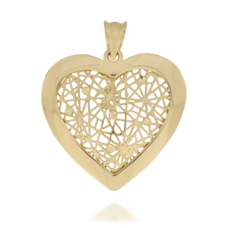 Zawieszka Złote Serce Ażurowe z Pogrubioną Obramówką Wypukłe Jednostronnie