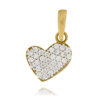 Zawieszka Złote Niesymetryczne Serduszko Całe Wysadzane Cyrkoniami z Jednej Strony
