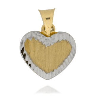 Zawieszka Złote Serce Szlifowane w Środku z Białym Nacinanym Złotem na Zewnątrz