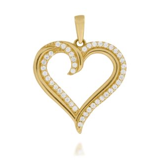 Zawieszka Złote Serce Niesymetryczne Wysadzane Rzędem Cyrkonii