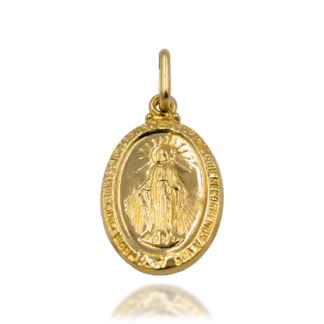 Złoty Medalik Owalny z Ramką i Grawerem