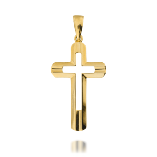 Zawieszka Złoty Krzyżyk z Wyciętym w Środku Krzyżykiem