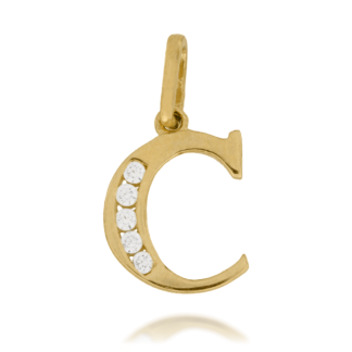 Zawieszka Złota Literka ''C'' z Cyrkoniami