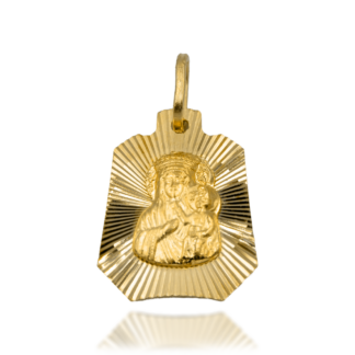 Medalik Matka Boska z Dzieciątkiem na Tle Promienii