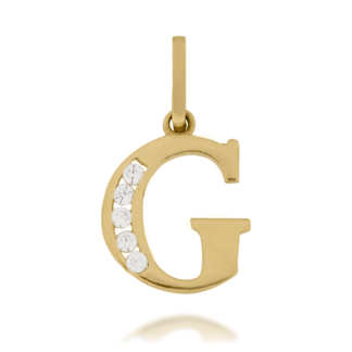 Zawieszka Złota Literka ''G'' Ozdobiona Cyrkoniami