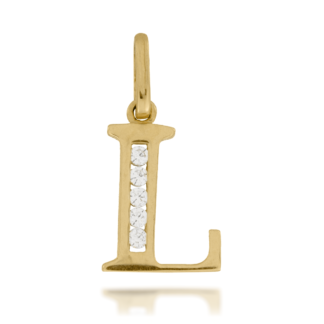Zawieszka Złota Literka ''L'' Zdobiona Cyrkoniami