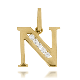 Zawieszka Złota Literka ''N'' z Cyrkoniami