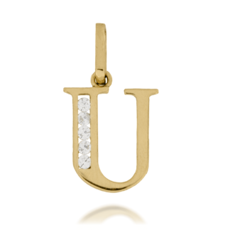 Zawieszka Złota Literka ''U'' z Cyrkoniami