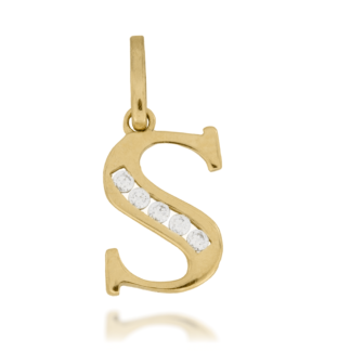 Zawieszka Złota Literka ''S'' z Cyrkoniami