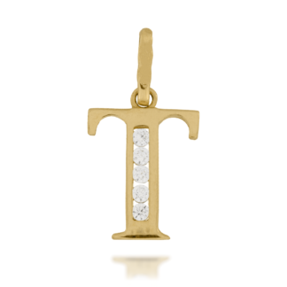Zawieszka Złota Literka ''T'' z Cyrkoniami