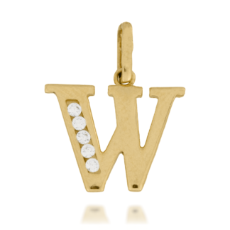 Zawieszka Złota Literka ''W'' z Cyrkoniami