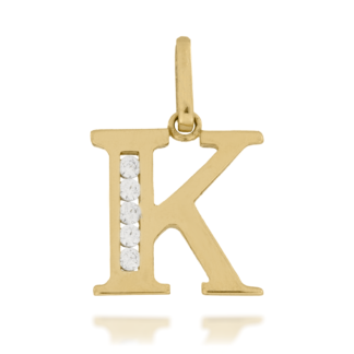 Zawieszka Złota Literka ''K'' z Cyrkoniami