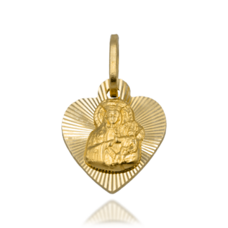 Medalik Matka Boska z Dzieciątkiem na Tle Promienistego Serca