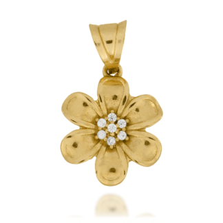 Zawieszka Złota w Kształcie Kwiatka Ozdobiona w Środku Cyrkoniami