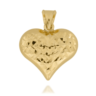 Zawieszka Złote Serce Gęsto Nacinane z Jednej Strony Gładkie z Drugiej Wypukłe Obustronnie