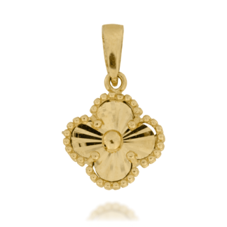 Zawieszka Złota Czterolistna Koniczyna z Tłem Nacinanym Promieniście