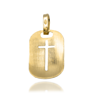 Zawieszka Krzyżyk Wycięty w Owalnej Złotej Blaszce